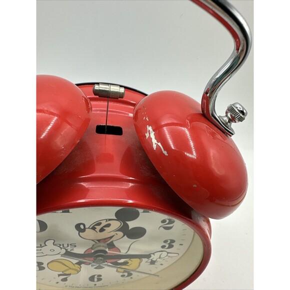 Vintage Mickey Mouse Red Alarm Clock Lorus Quartz Battery Operated-PARTS ONLY - Picture 4 of 12